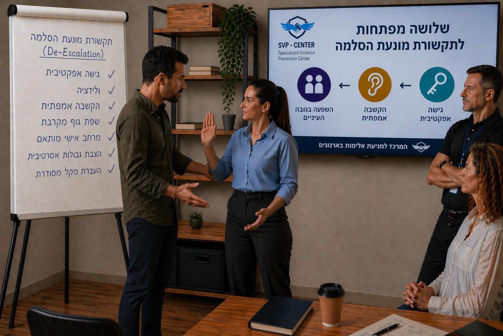 סדנה למניעת אלימות בארגונים עם הדגמת תקשורת מונעת הסלמה וניהול קונפליקטים בצוות