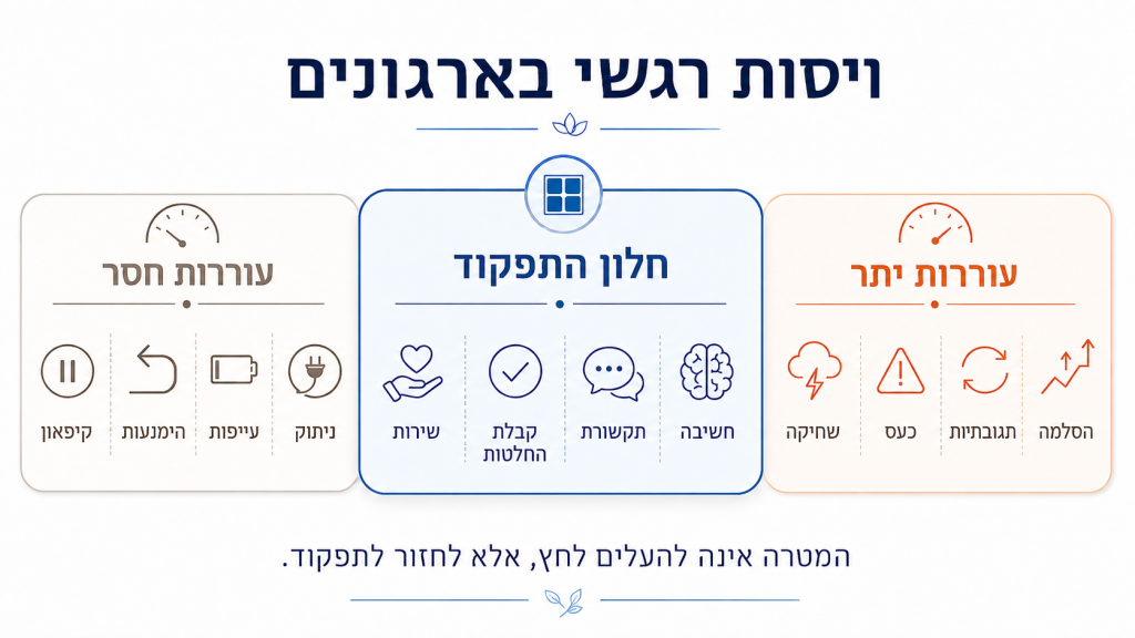 מודל חלון התפקוד המסביר את הקשר בין ויסות רגשי, לחץ ותפקוד בארגונים